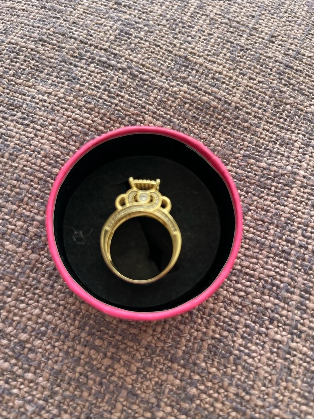 Sharper Image Gold Pavé Square-Top Statement Ring